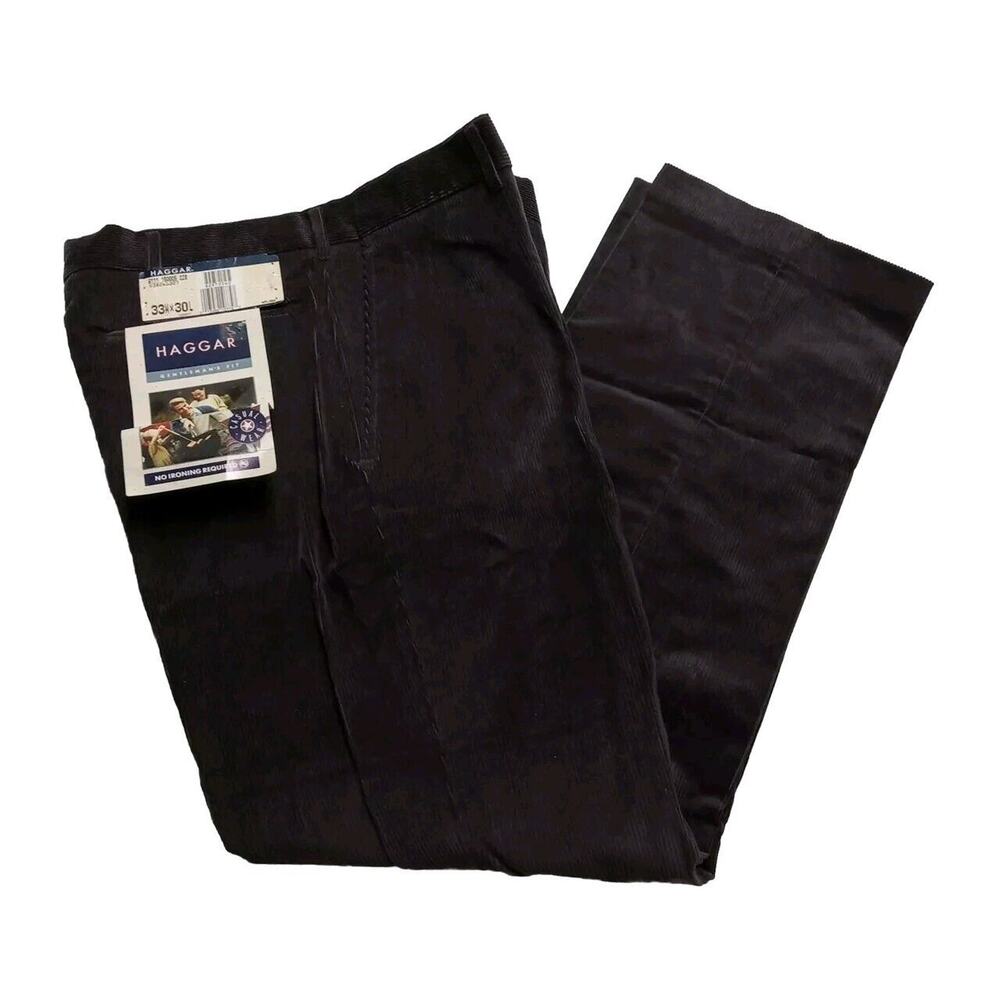 Vintage Haggar Corduroy Pants Men’s 33x30 Brown Cotton Blend Casual Trousers